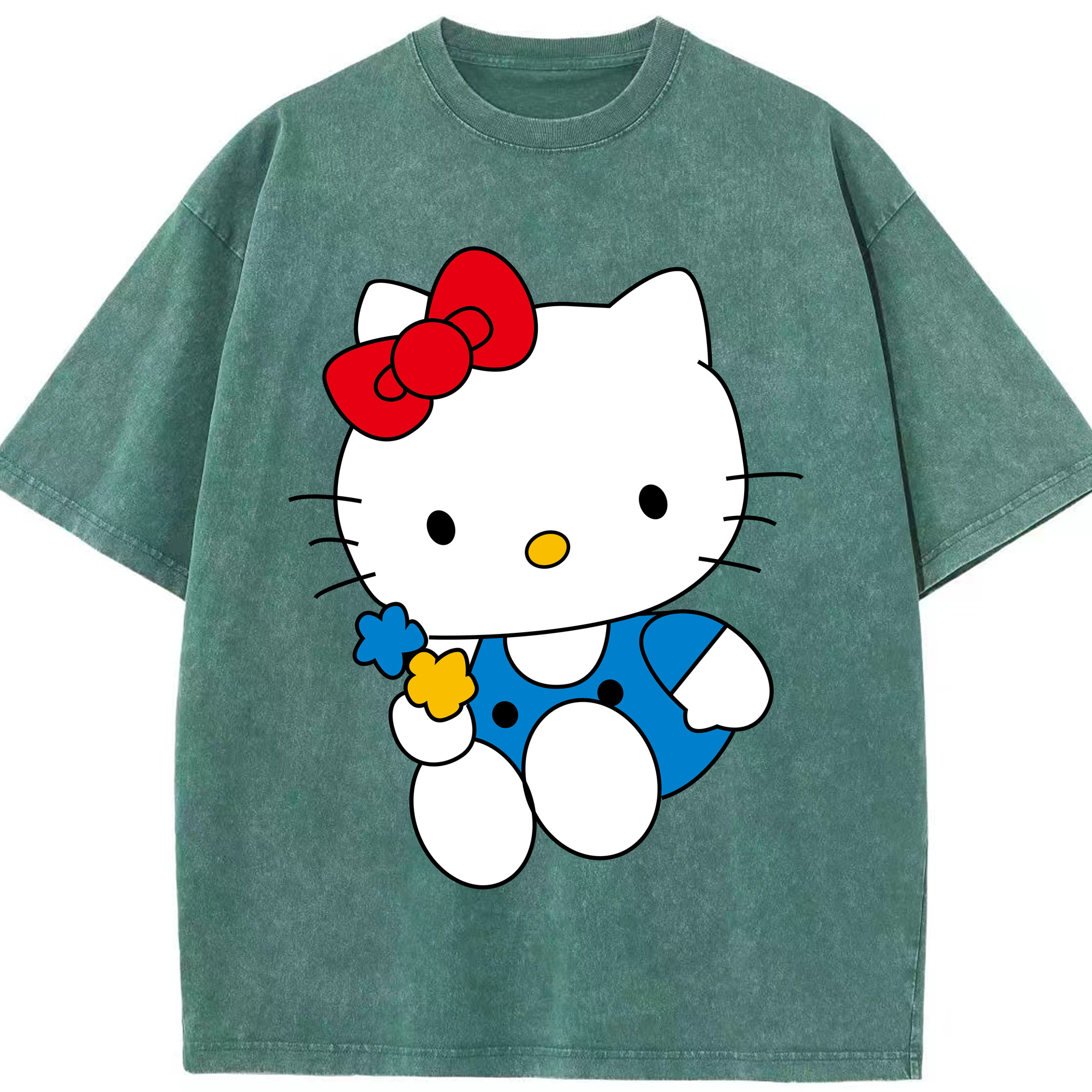 （画像用） Hello Kitty ハローキティ 綿100% ヴィンテージ風 半袖Tシャツ（フロントプリント）
